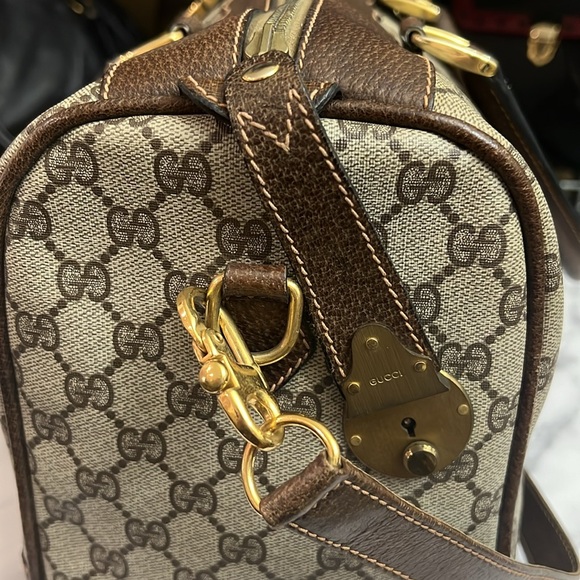 Vintage Gucci | GG Monogram Weekender Duffle Boston Bag w/ Built-In Lock - Picture 7 of 17
